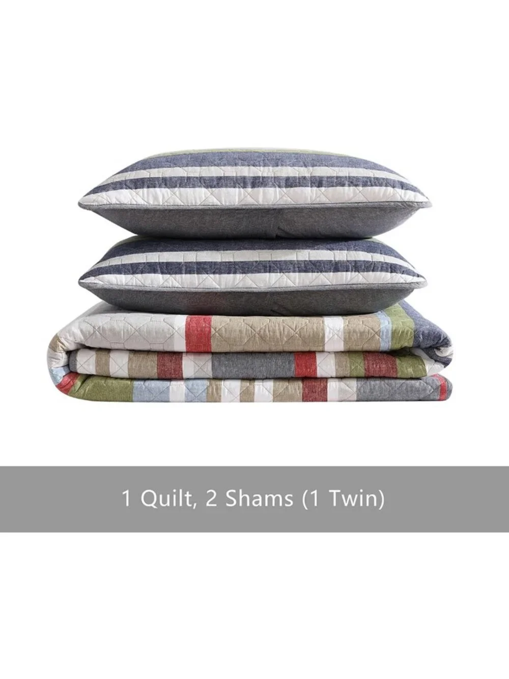 Reversible Cotton Quilt Set with Shams, Lightweight All-Season Bedding, King